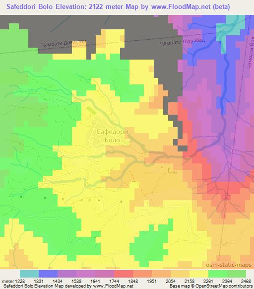 Safeddori Bolo,Tajikistan Elevation Map