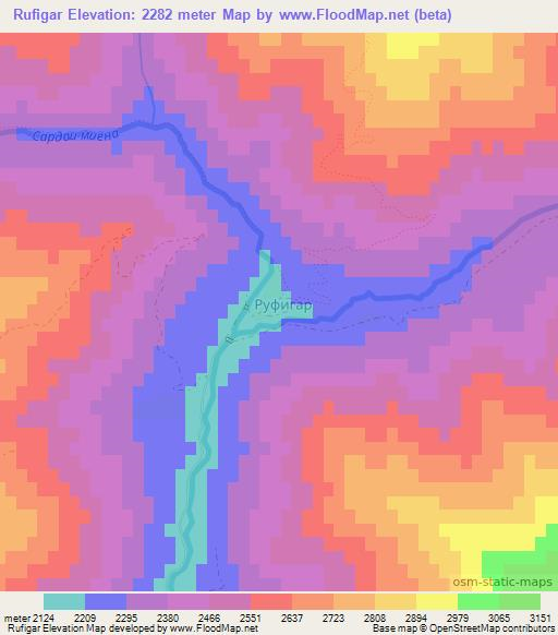 Rufigar,Tajikistan Elevation Map