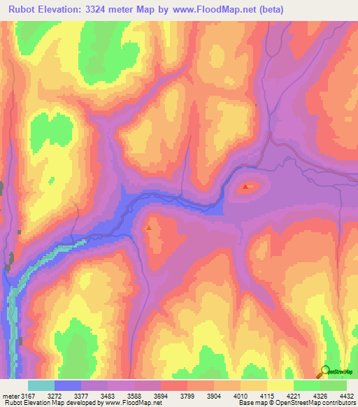 Rubot,Tajikistan Elevation Map