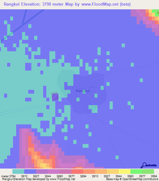 Rangkul,Tajikistan Elevation Map
