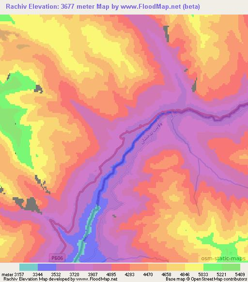 Rachiv,Tajikistan Elevation Map