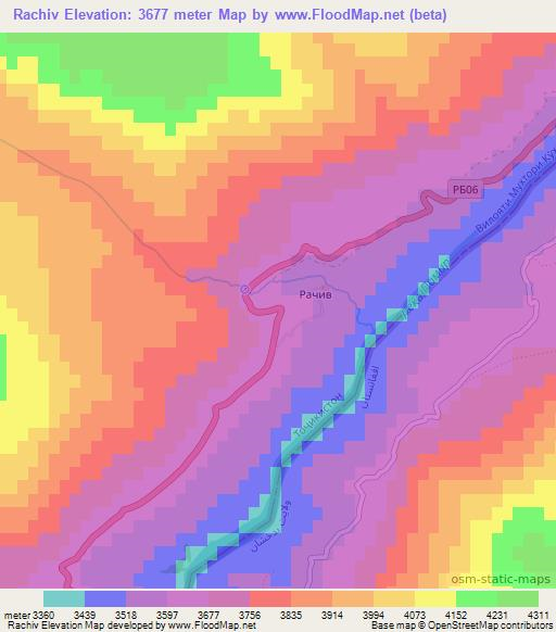 Rachiv,Tajikistan Elevation Map