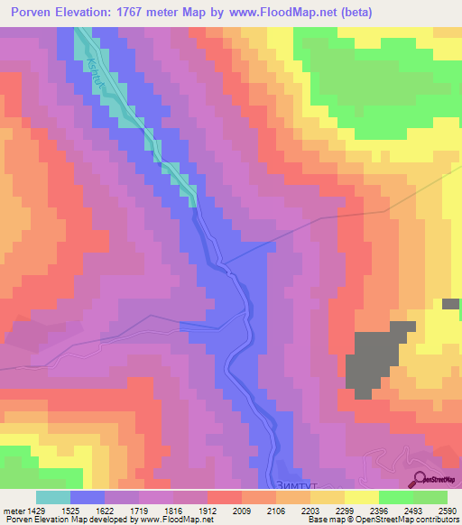 Porven,Tajikistan Elevation Map