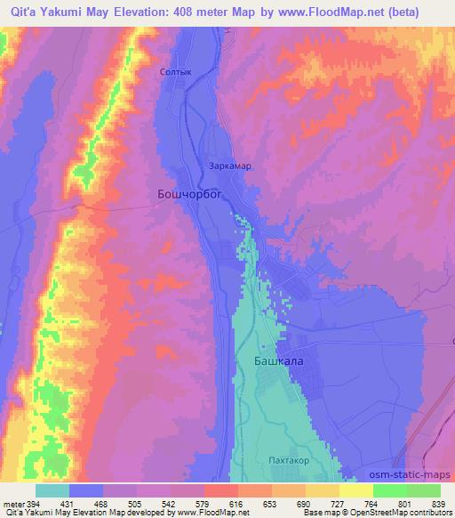 Qit'a Yakumi May,Tajikistan Elevation Map