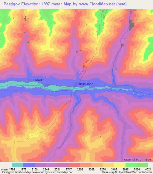 Pastigov,Tajikistan Elevation Map
