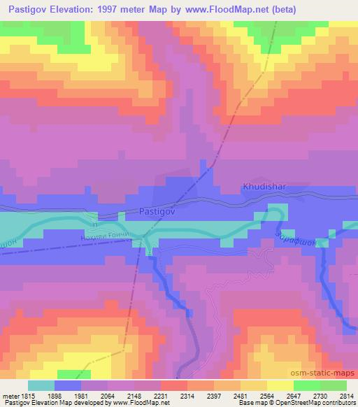 Pastigov,Tajikistan Elevation Map