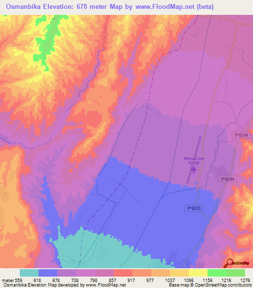Osmanbika,Tajikistan Elevation Map