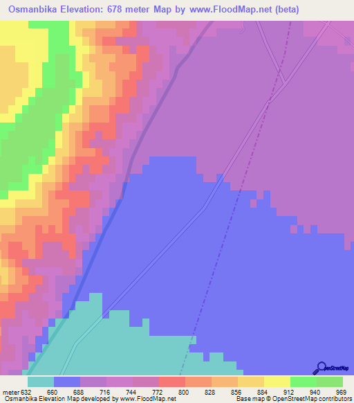 Osmanbika,Tajikistan Elevation Map