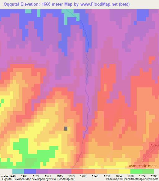 Oqqutal,Tajikistan Elevation Map