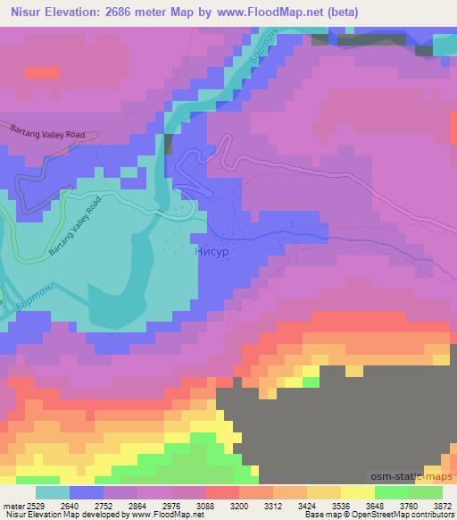 Nisur,Tajikistan Elevation Map