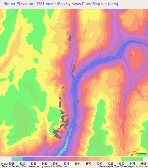 Nimos,Tajikistan Elevation Map