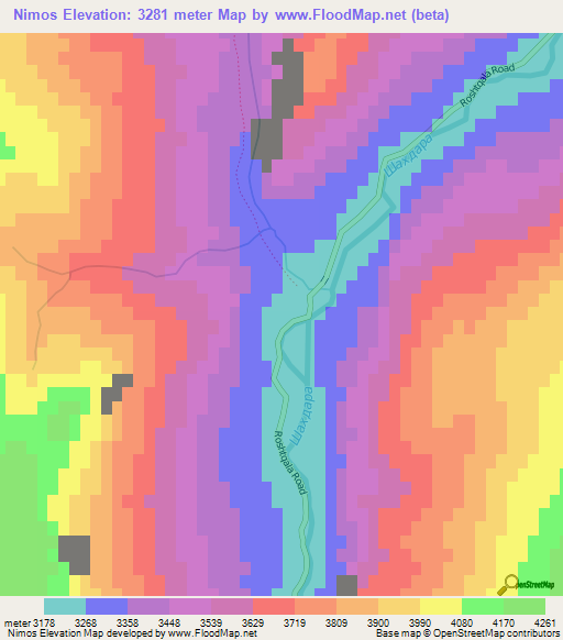 Nimos,Tajikistan Elevation Map