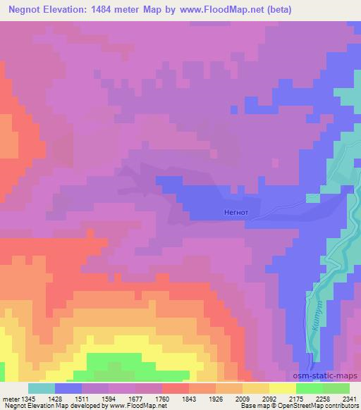 Negnot,Tajikistan Elevation Map