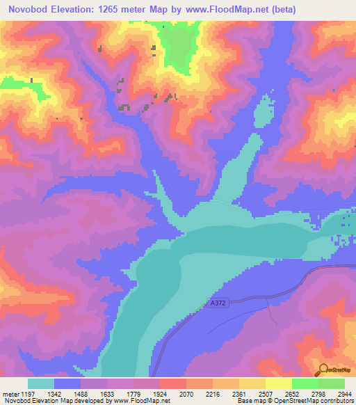 Novobod,Tajikistan Elevation Map