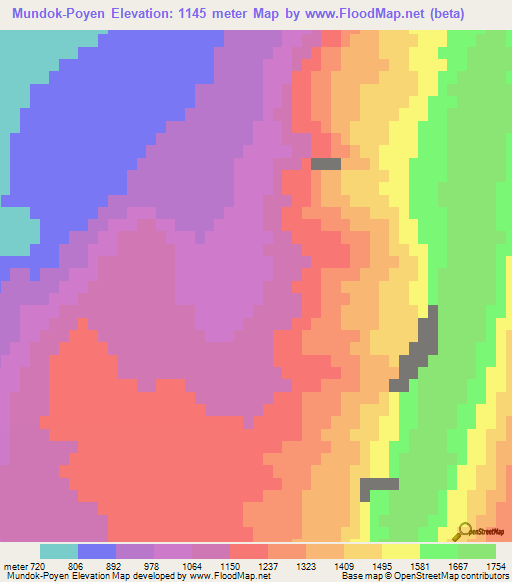 Mundok-Poyen,Tajikistan Elevation Map