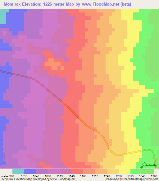 Momirak,Tajikistan Elevation Map