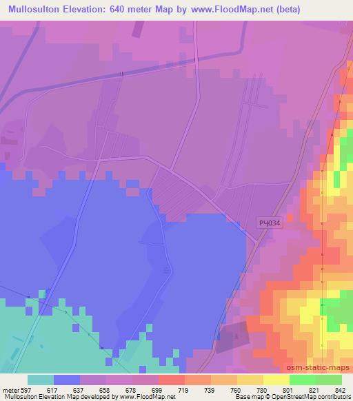 Mullosulton,Tajikistan Elevation Map