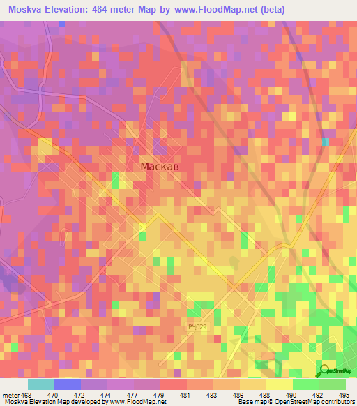 Moskva,Tajikistan Elevation Map