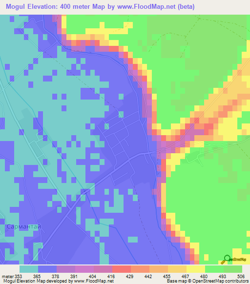 Mogul,Tajikistan Elevation Map