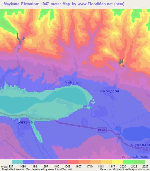 Maykatta,Tajikistan Elevation Map