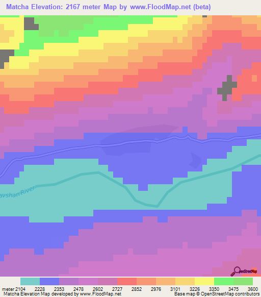 Matcha,Tajikistan Elevation Map