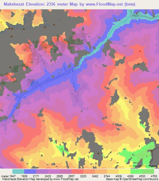 Makshezat,Tajikistan Elevation Map