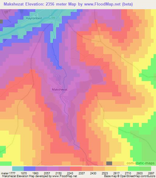 Makshezat,Tajikistan Elevation Map