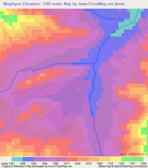 Moghiyon,Tajikistan Elevation Map