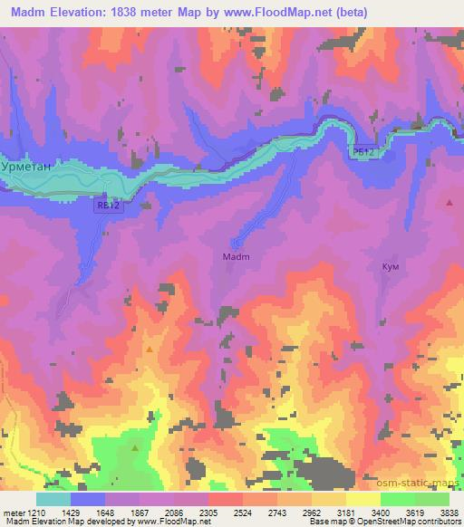 Madm,Tajikistan Elevation Map