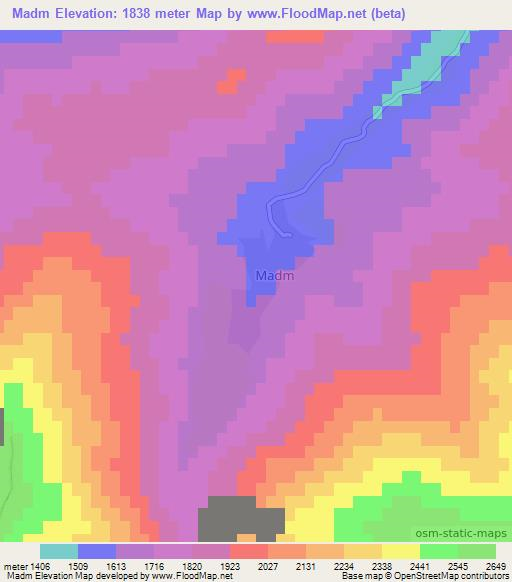 Madm,Tajikistan Elevation Map