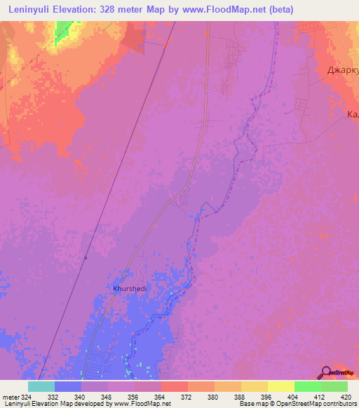 Leninyuli,Tajikistan Elevation Map