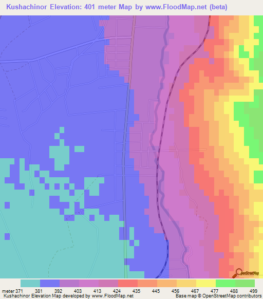Kushachinor,Tajikistan Elevation Map