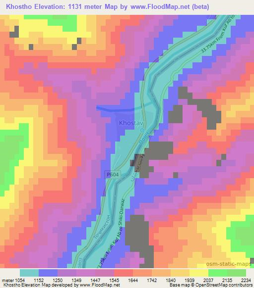 Khostho,Tajikistan Elevation Map