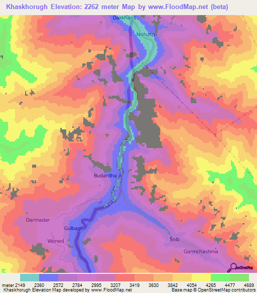 Khaskhorugh,Tajikistan Elevation Map