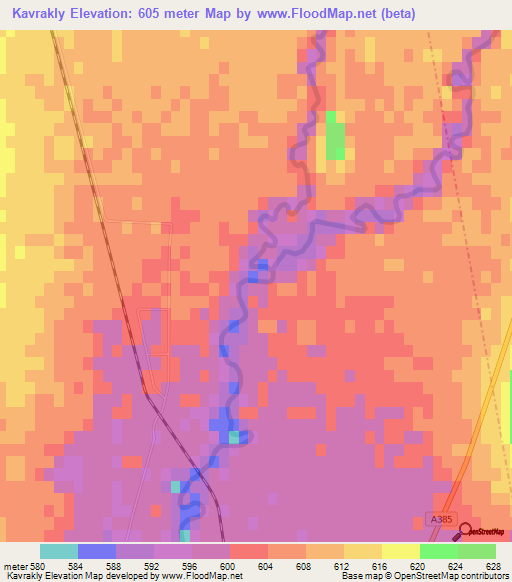 Kavrakly,Tajikistan Elevation Map
