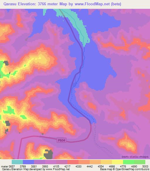 Qarasu,Tajikistan Elevation Map