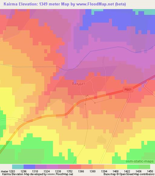 Kairma,Tajikistan Elevation Map