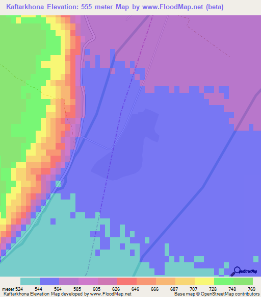 Kaftarkhona,Tajikistan Elevation Map