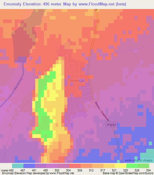 Emomaly,Tajikistan Elevation Map