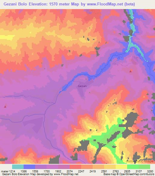 Gezani Bolo,Tajikistan Elevation Map