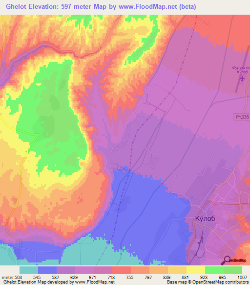 Ghelot,Tajikistan Elevation Map