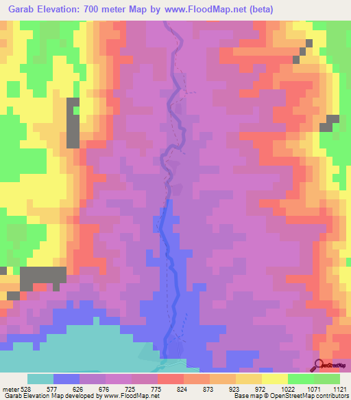 Garab,Tajikistan Elevation Map