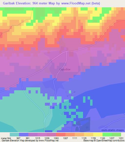 Garibak,Tajikistan Elevation Map