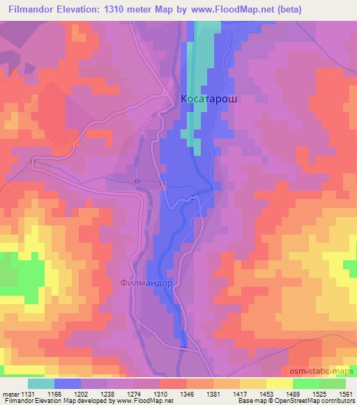 Filmandor,Tajikistan Elevation Map