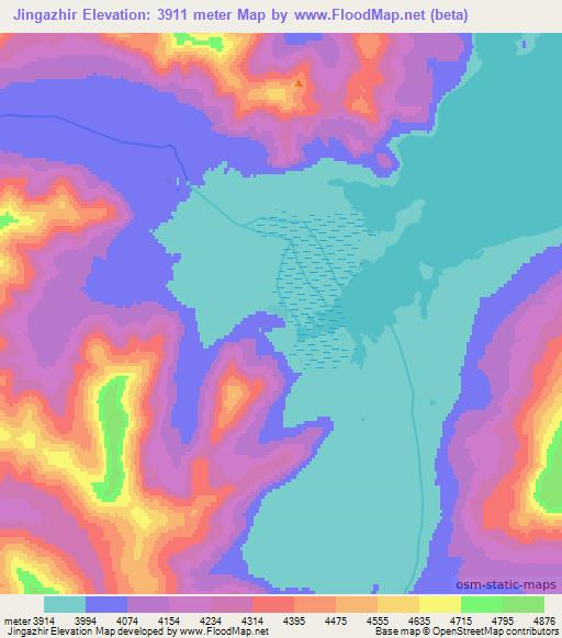 Jingazhir,Tajikistan Elevation Map