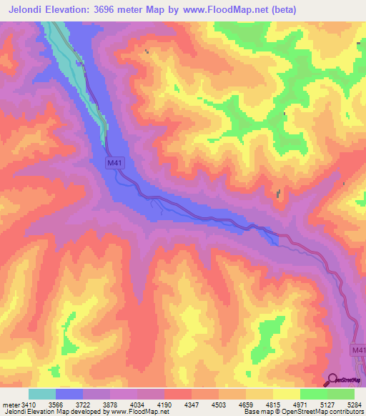 Jelondi,Tajikistan Elevation Map