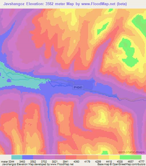 Javshangoz,Tajikistan Elevation Map