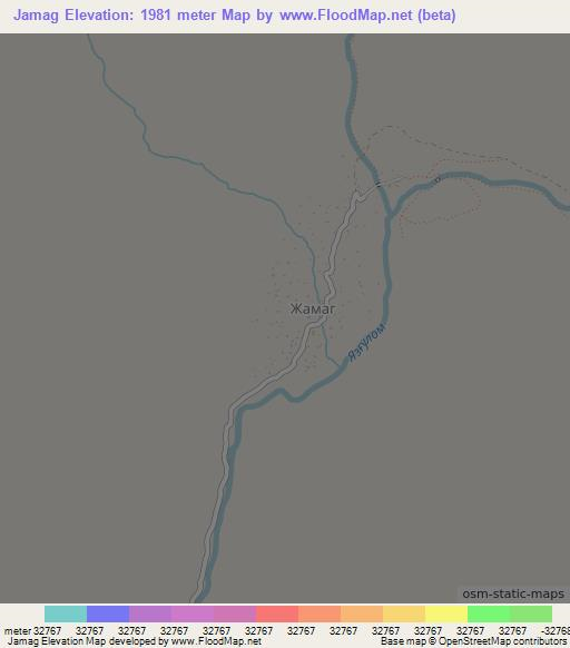 Jamag,Tajikistan Elevation Map