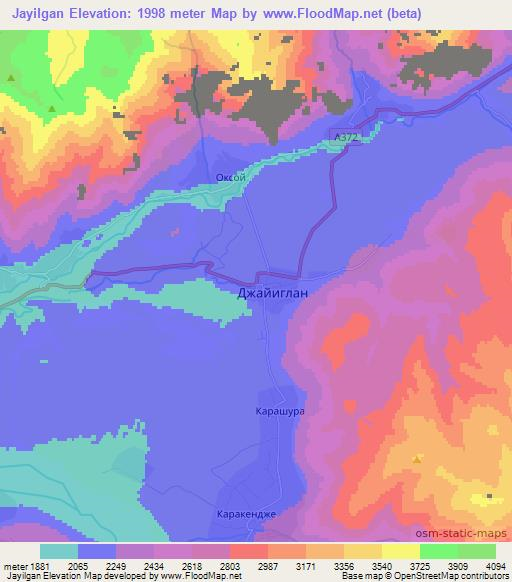 Jayilgan,Tajikistan Elevation Map