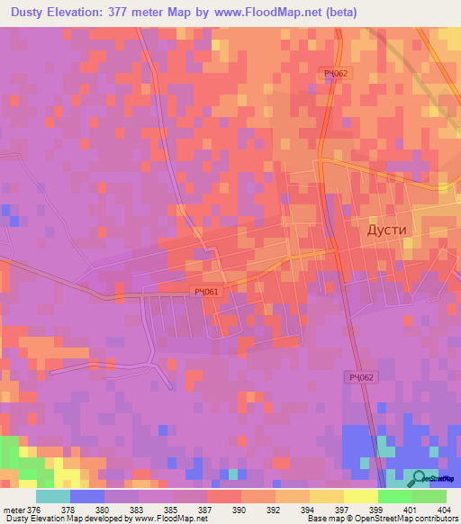 Dusty,Tajikistan Elevation Map